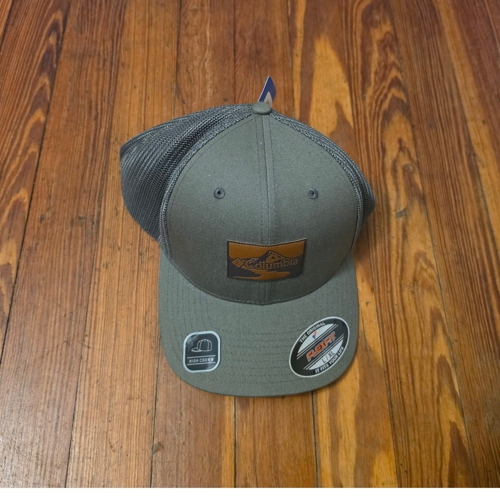Columbia PFG Mesh Trucker Hat Olive Green High Crown Flexfit L XL CU9168 NEW